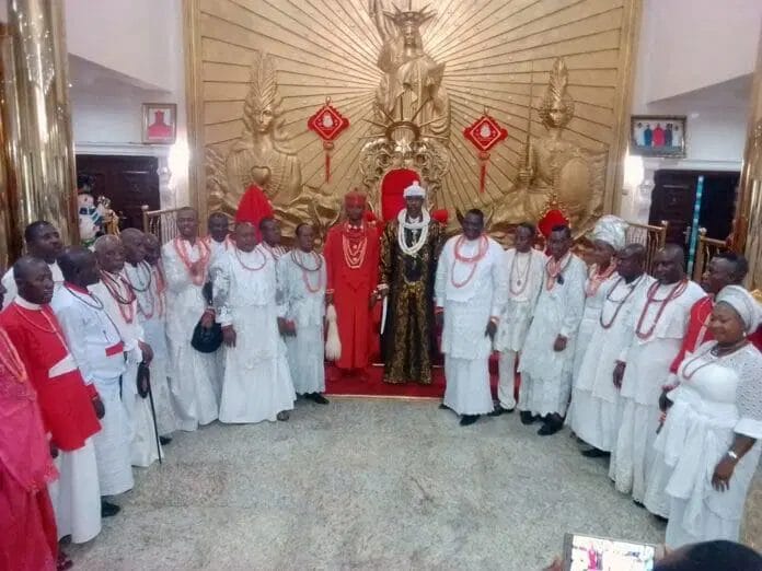 The barrister, His Royal Majesty, Peremobowei Shedrack Erebulu, Aduo III, His Royal Majesty Oboro Gbaraun II; the Pere of Gbaramatu Kingdom and the Kabowei Council of Chiefs.