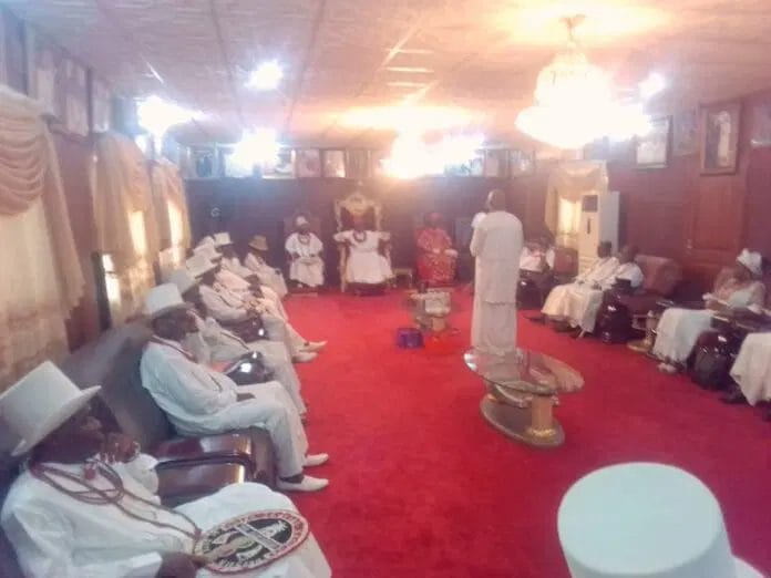 The barrister, His Royal Majesty, Peremobowei Shedrack Erebulu, Aduo III with the Kabowei Council of Chiefs